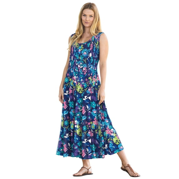 Woman Within Plus Size Pintucked Sleeveless Dress