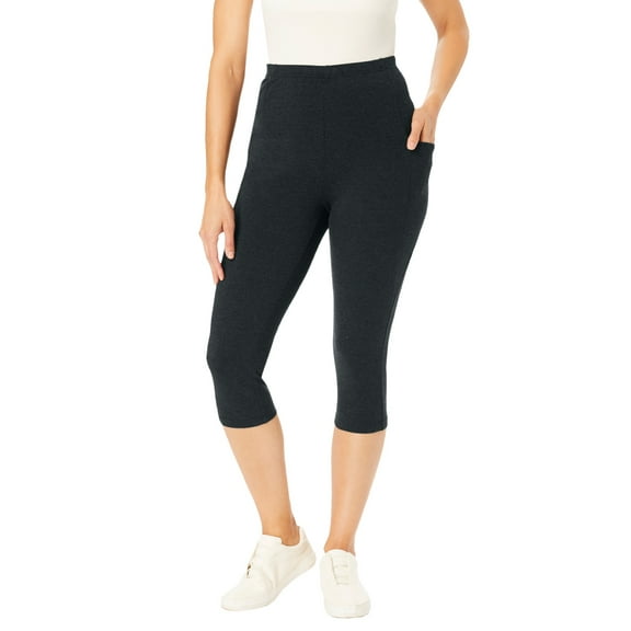 Woman Within Women's Plus Size Petite Pocket Capri Legging