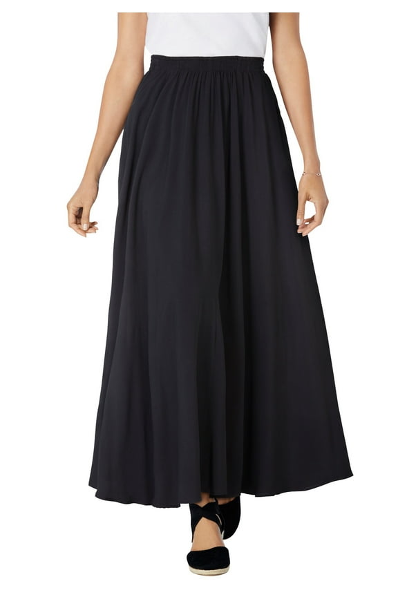 Plus Size Petite Pull-On Elastic Waist Soft Maxi Skirt