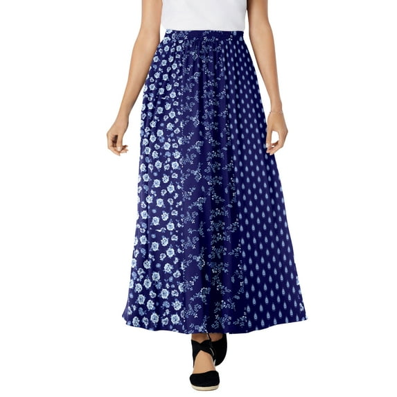Woman Within Plus Size Petite Pull-On Elastic Waist Soft Maxi Skirt