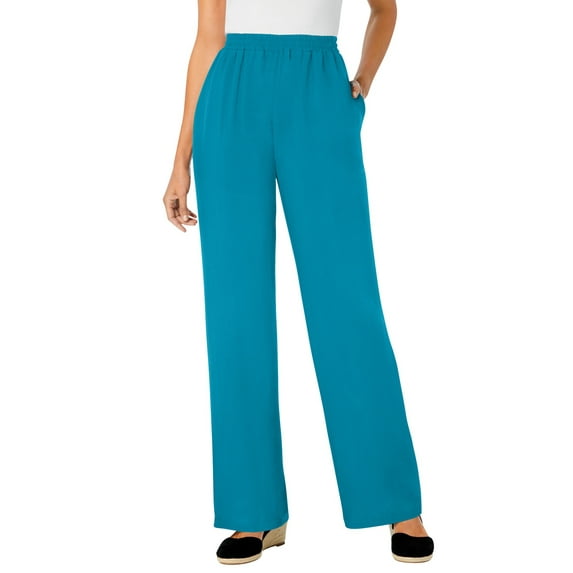 Woman Within Women's Plus Size Petite Pull-On Elastic Waist Soft Pants