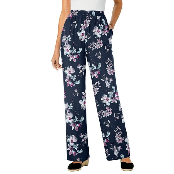 Woman Within Plus Size Petite Pull-On Elastic Waist Soft Pants