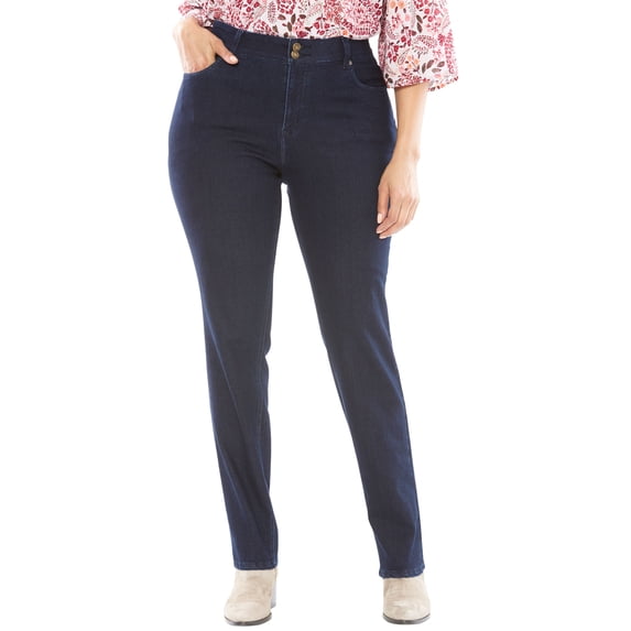 Woman Within Plus Size Petite Stretch Built-In Slimming Panel Bootcut Jeans