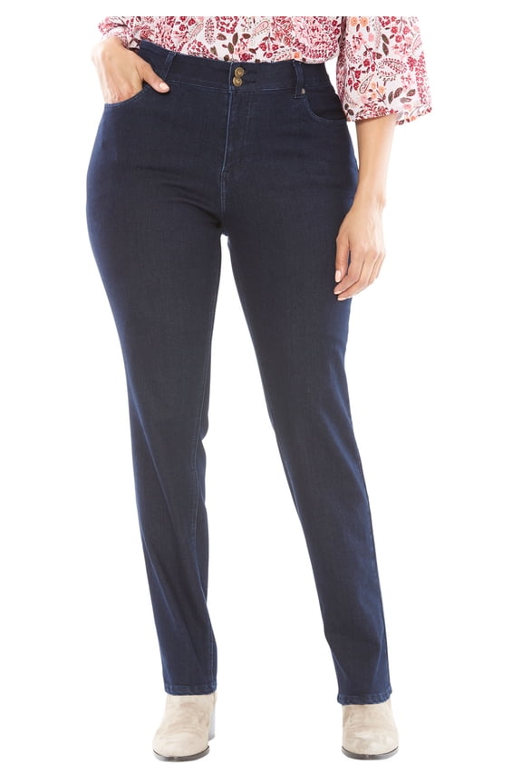 Plus Size Petite Stretch Built-In Slimming Panel Bootcut Jeans