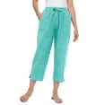 thumbnail image 1 of Woman Within Plus Size Petite Seersucker Pull-On Elastic-Waist Capri Pants, 1 of 5