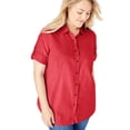 thumbnail image 1 of Woman Within Plus Size Petite Short-Sleeve Button-Down Cotton Seersucker Shirt, 1 of 6