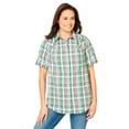 thumbnail image 1 of Woman Within Plus Size Petite Short-Sleeve Button Down Seersucker Shirt, 1 of 3