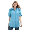 thumbnail image 1 of Woman Within Plus Size Petite Short-Sleeve Button Down Seersucker Shirt, 1 of 6