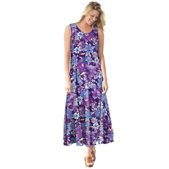 Woman Within Women's Plus Size Sleeveless Crinkle Dress