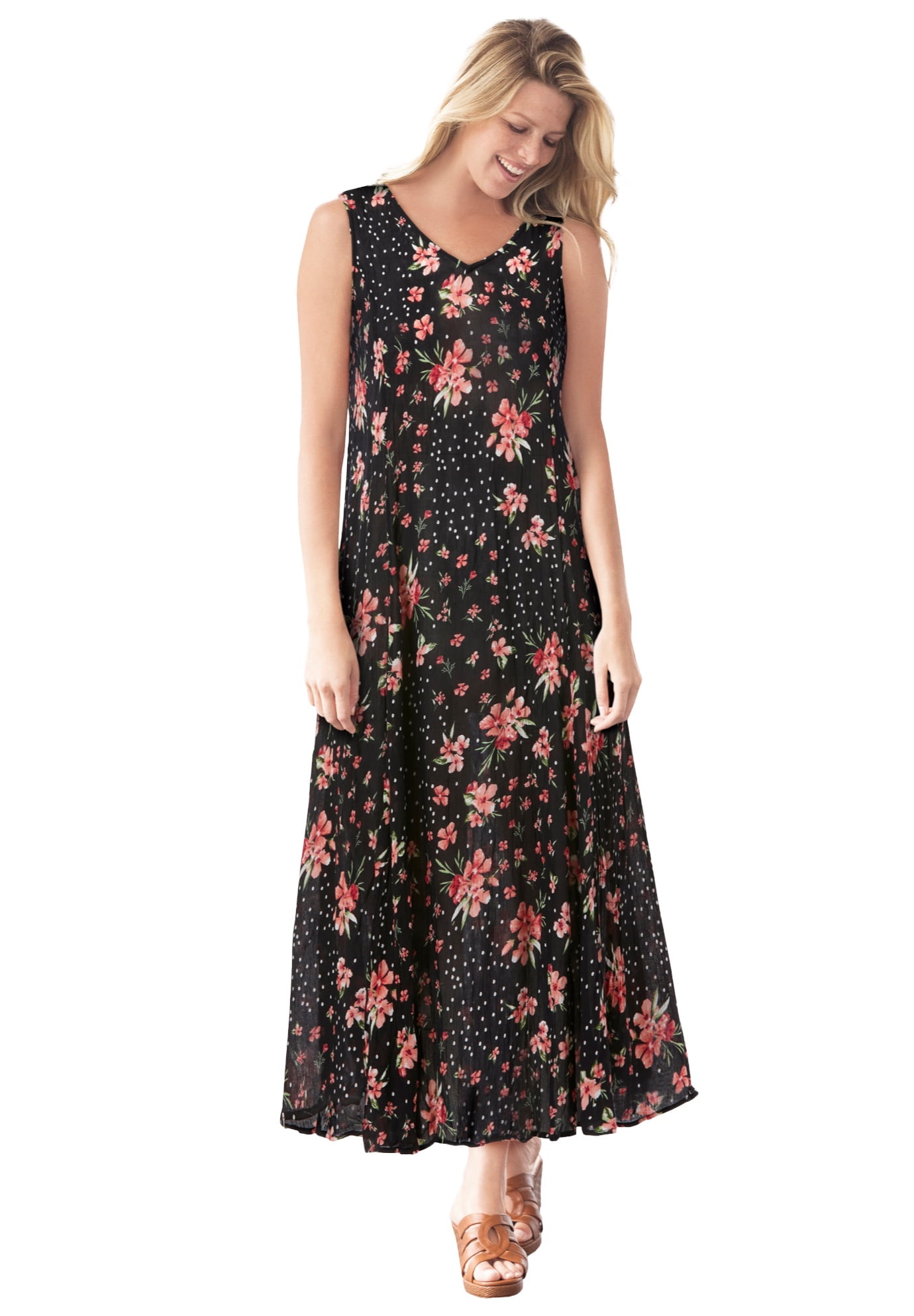 woman within clearance dresses Women's Comfortable & Casual Plus Size Woman Within Button-Front Elbow-Sleeve Knit