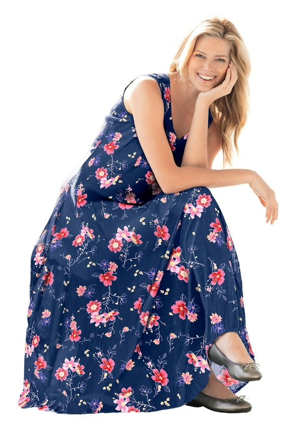 Plus Size Petite Sleeveless Crinkle Dress