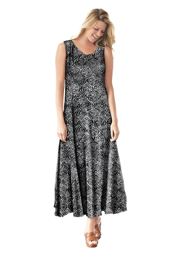 Women's Plus Size Sleeveless Crinkle Dress