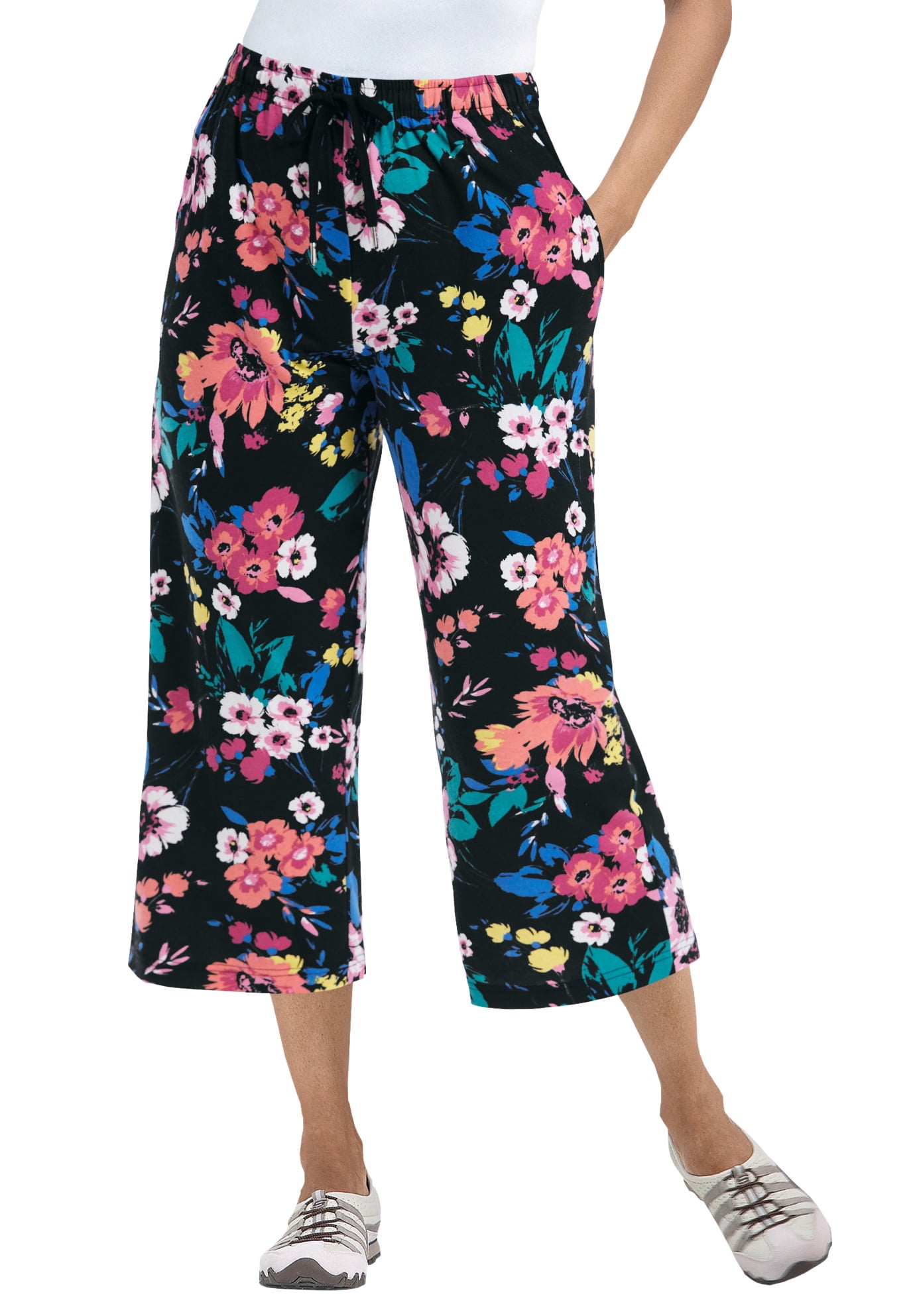 Roaman's Women's Plus Size Soft Knit Capri Pant - Walmart.com