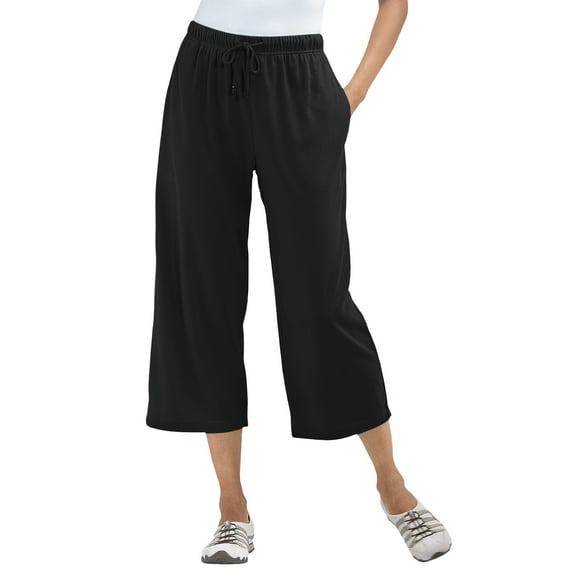 Woman Within Plus Size Petite Sport-Knit Pull-On Capri Pants