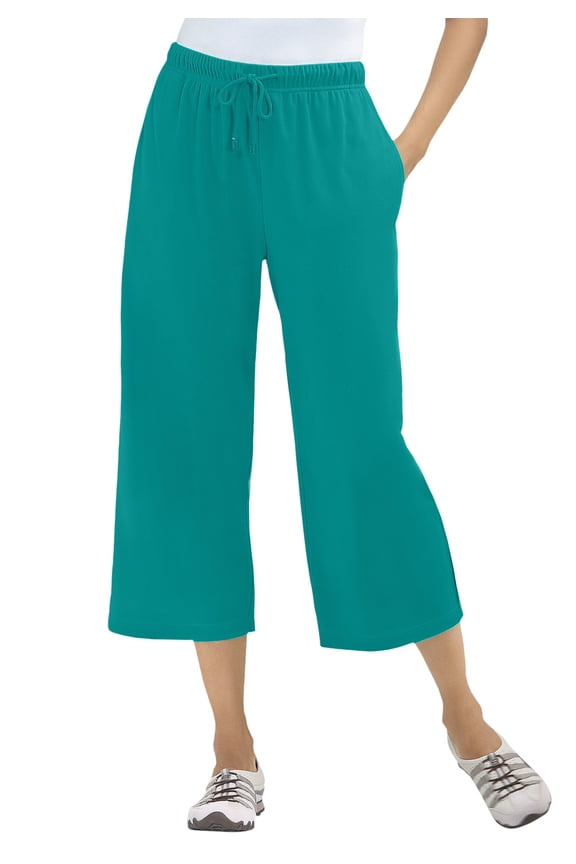 Plus Size Petite Sport-Knit Pull-On Capri Pants