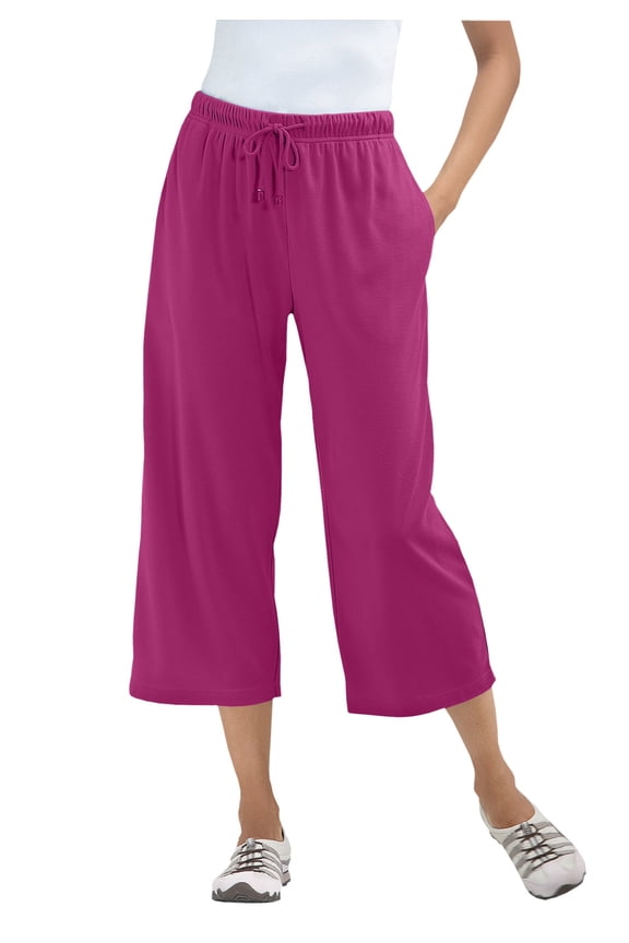 Plus Size Petite Sport-Knit Pull-On Capri Pants