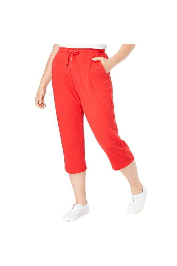 Plus Size Petite Sport-Knit Pull-On Capri Pants
