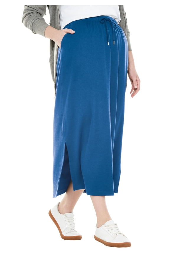 Plus Size Sport Knit Side-Slit Skirt