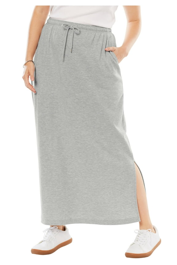 Plus Size Petite Sport Knit Side-Slit Skirt
