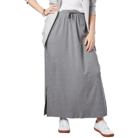 Woman Within Plus Size Petite Sport Knit Side-Slit Skirt