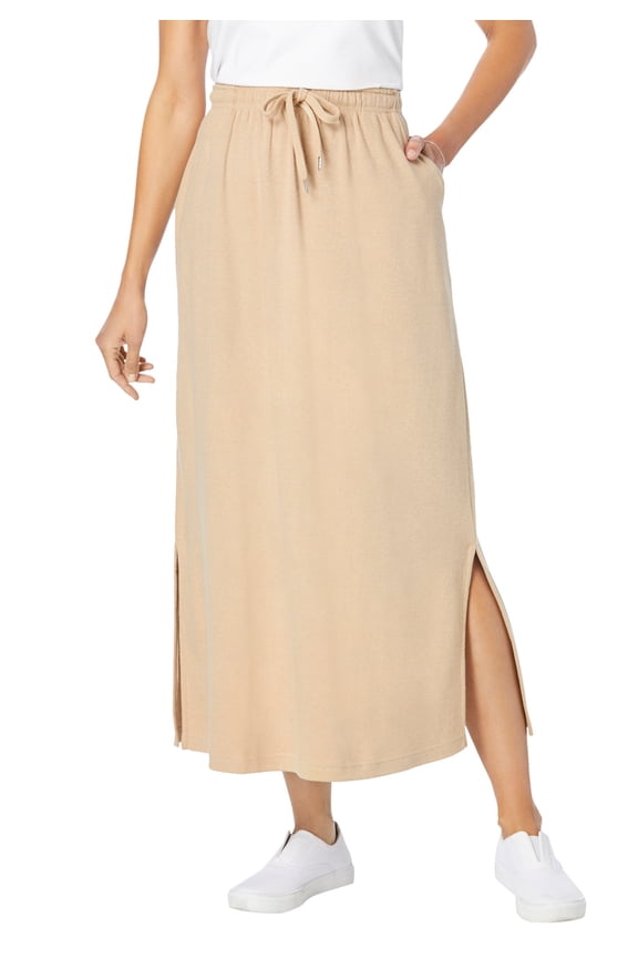 Plus Size Sport Knit Side-Slit Skirt