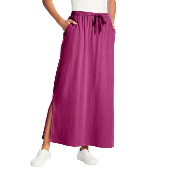 Woman Within Plus Size Petite Sport Knit Side-Slit Skirt