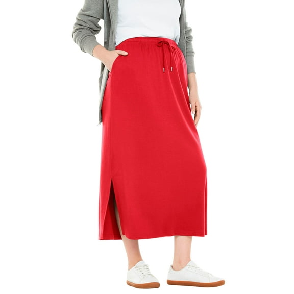 Woman Within Plus Size Petite Sport Knit Side-Slit Skirt