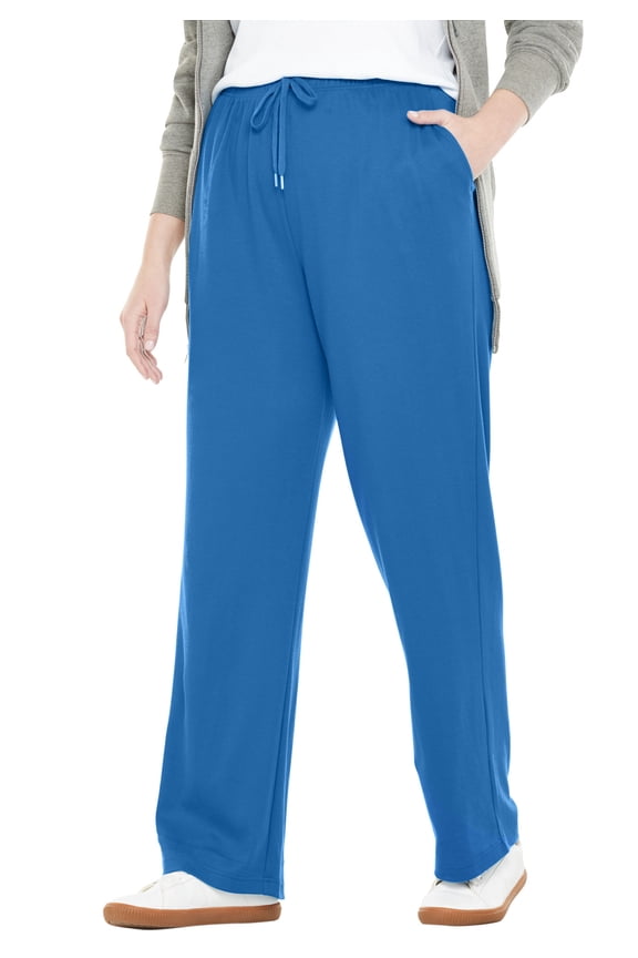 Plus Size Petite Sport Knit Straight-Leg Pull-On Pants