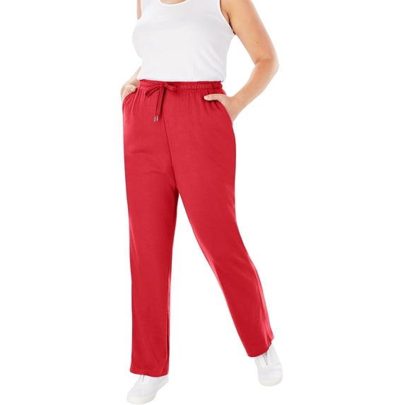 Woman Within Plus Size Petite Sport Knit Straight-Leg Pull-On Pants