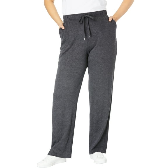 Woman Within Plus Size Petite Sport Knit Straight-Leg Pull-On Pants