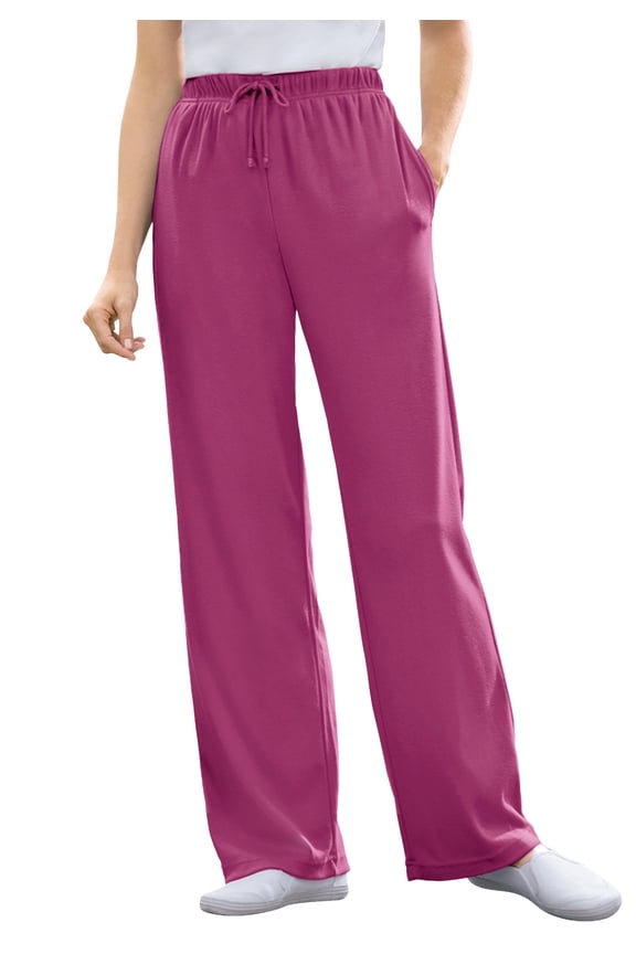 Plus Size Sport Knit Straight-Leg Pull-On Pants