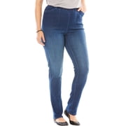 Woman Within Plus Size Petite Straight Leg Fineline Pull-On Stretch Denim Jeans