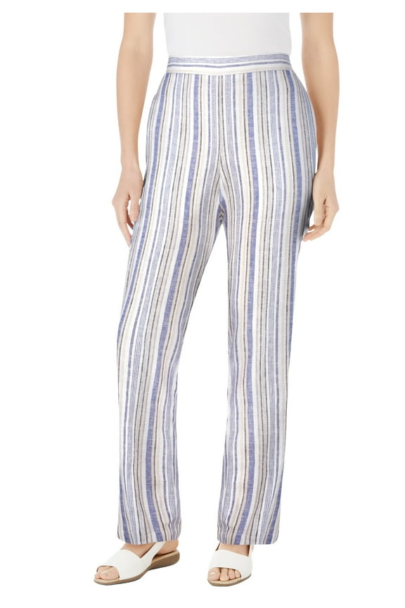 Plus Size Petite Straight Leg Linen Pant