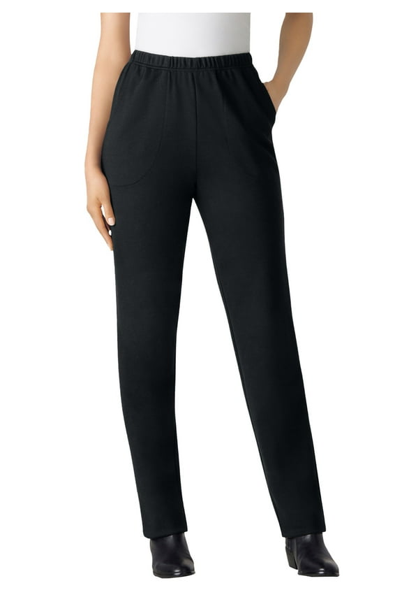 Plus Size Petite Straight-Leg Stretch Ponte-Knit Pull-On Pants