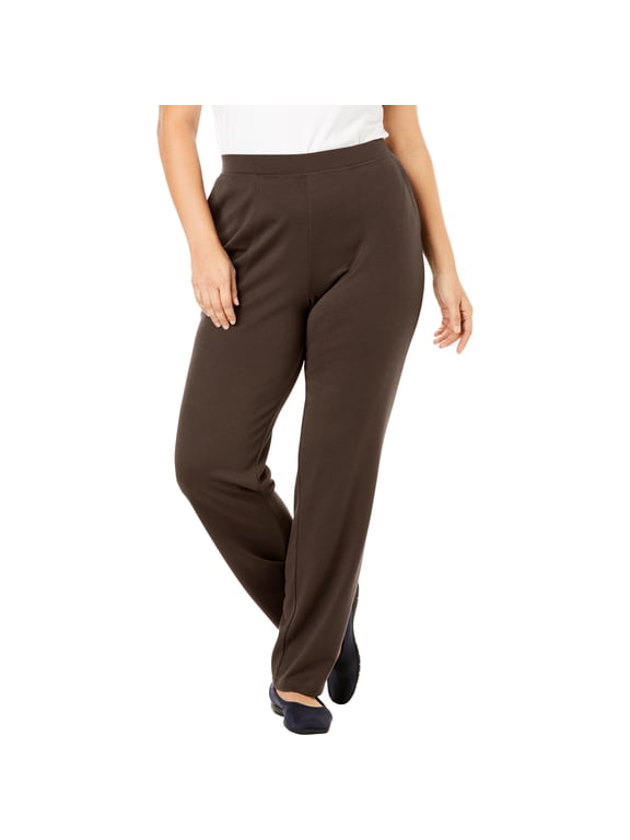 Plus Size Petite Straight-Leg Stretch Ponte-Knit Pull-On Pants