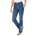 thumbnail image 1 of Woman Within Plus Size Petite Straight-Leg Stretch Denim Five-Pocket Jeans, 1 of 6