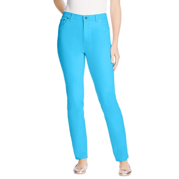 Woman Within Plus Size Petite Stretch Denim 5-Pocket Straight-Leg Jeans