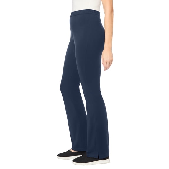Woman Within Plus Size Stretch-Cotton Knit Pull-On Bootcut Leggings