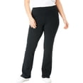 thumbnail image 1 of Woman Within Plus Size Petite Stretch-Cotton Knit Pull-On Bootcut Leggings, 1 of 4