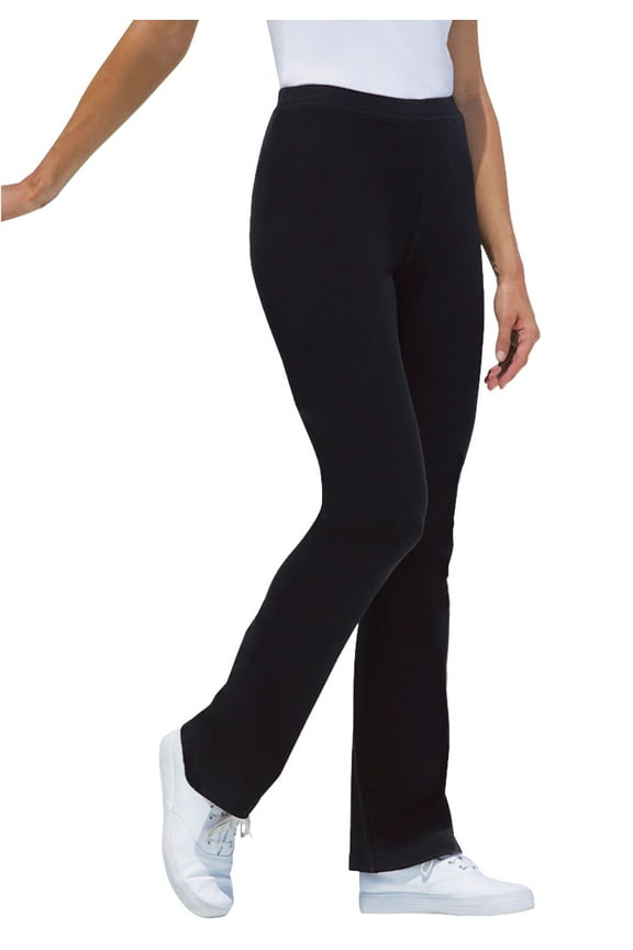 Plus Size Petite Stretch-Cotton Knit Pull-On Bootcut Leggings