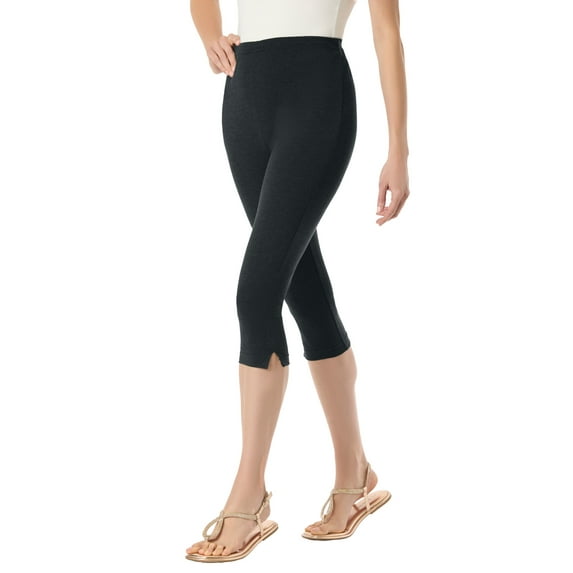 Woman Within Plus Size Petite Stretch Cotton Capri Legging