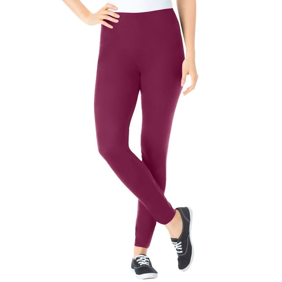 Woman Within Plus Size Petite Stretch-Cotton Knit Pull-On Leggings