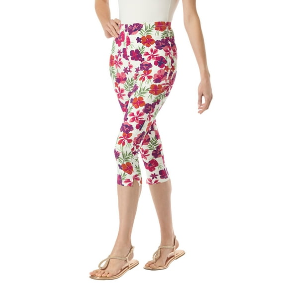 Woman Within Women's Plus Size Petite Stretch Cotton Printed Capri Legging