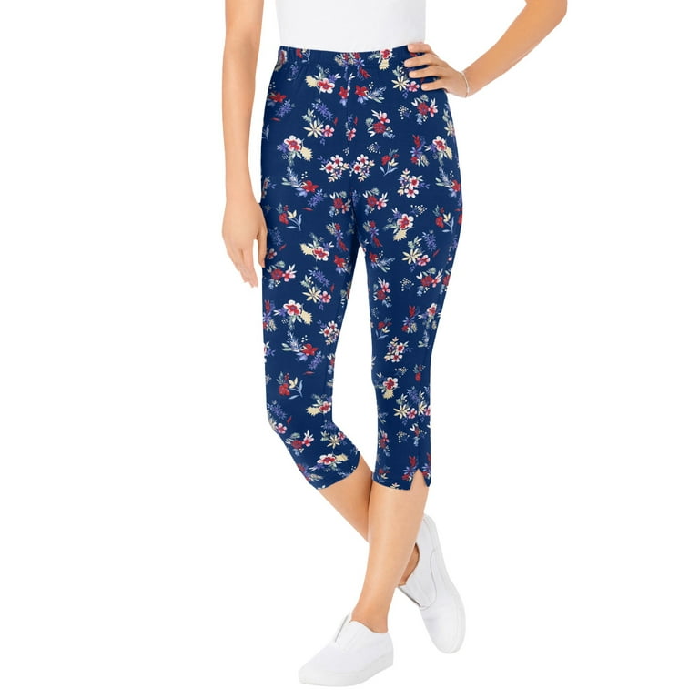 Woman Within Women s Plus Size Petite Stretch Cotton Printed Capri