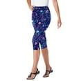 thumbnail image 1 of Woman Within Plus Size Stretch-Cotton Knit Pull-On Printed Capri Leggings, 1 of 4