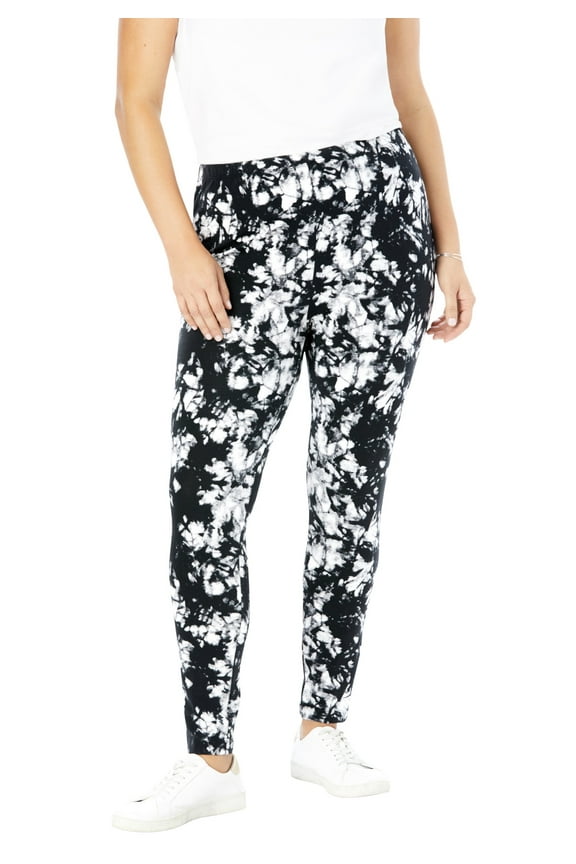 Plus Size Petite Stretch-Cotton Knit Pull-On Printed Leggings