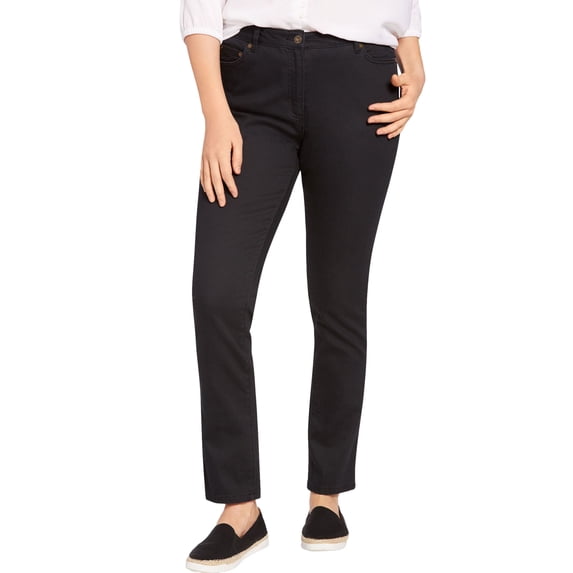 Woman Within Plus Size Petite Stretch-Denim Slim-Leg Five-Pocket Jeans