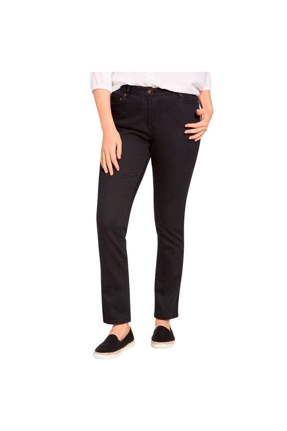 Plus Size Petite Stretch-Denim Slim-Leg Five-Pocket Jeans