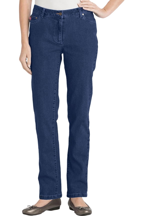 Plus Size Petite Stretch-Denim Slim-Leg Five-Pocket Jeans