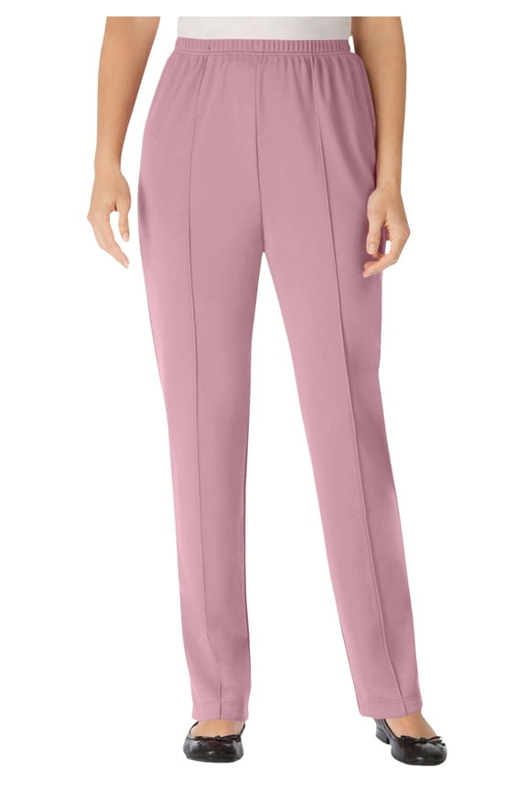 Plus Size Petite Knit Hassle-Free Pull-On Elastic-Waist Pants